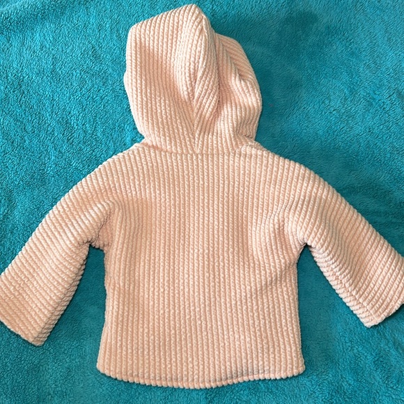 oh baby! Hooded Cable Knit Jacket/ Snowdrift Lining Dusty Rose Size 0-6 Months - Picture 8 of 8